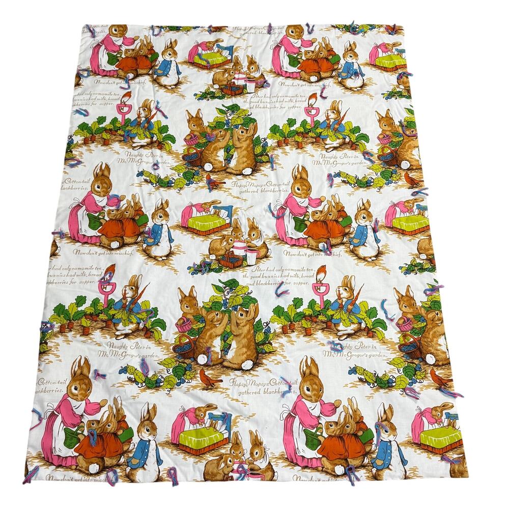 Vintage Beatrix Potter Peter Rabbit Blanket Cottage Prairie Woodland Nursery